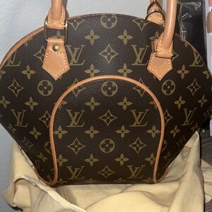 Louis Vuitton Brown Monogram Satchel with Gold Hardware